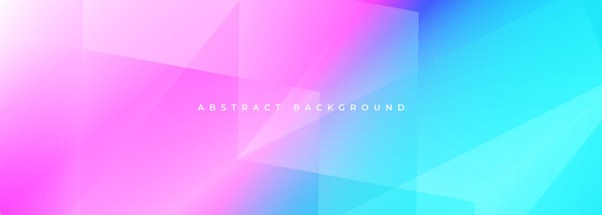 Fototapeta premium Pastel pink and blue modern abstract wide banner with geometric shapes. Pink and blue abstract background. Vector illustration