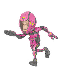 chimpanzee astronaut is running fast