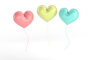 A set of 3d cute balloons in a shape of heart. Good for any project.