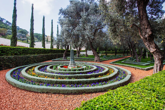 Flower Bed In Bahai Gardens In Tropical Haifa - There Summer All Year Round