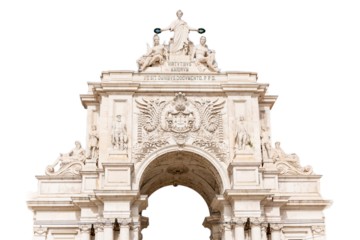 Architectural detail of the Arch of Street Augusta in Lisbon