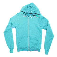 Add your designs to this Front View Fabulous Zip Up Hoodie Sweatshirt Mockup In Angel Blue Color, and everything will be done..