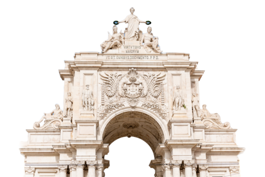 Architectural detail of the Arch of Street Augusta in Lisbon