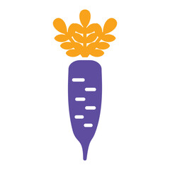 Japanese daikon radish with leaf vector glyph icon