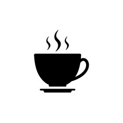 Cup with saucer and steaming hot drink icon. Symbol of hot coffee and fragrant cappuccino for morning vivacity and graphic design for vector teahouses