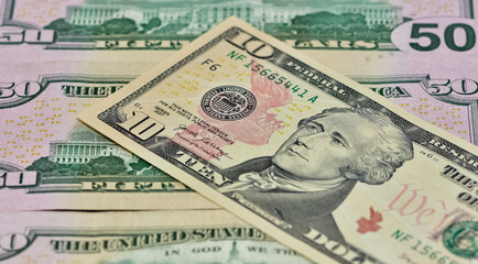 Fototapeta na wymiar Images of banknotes of various countries. US dollar photos.