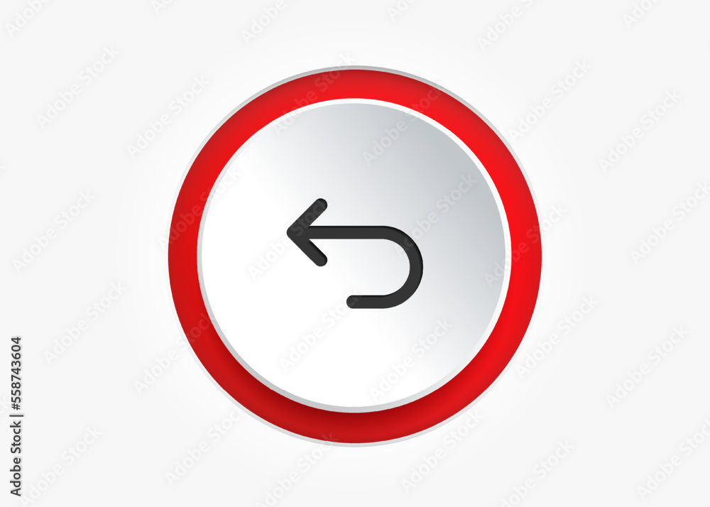 Poster Arrow back icon. Previous direction symbol. Icon arrow symbol. Left symbol. Returning arrow icon. Return icon. Go back sign.