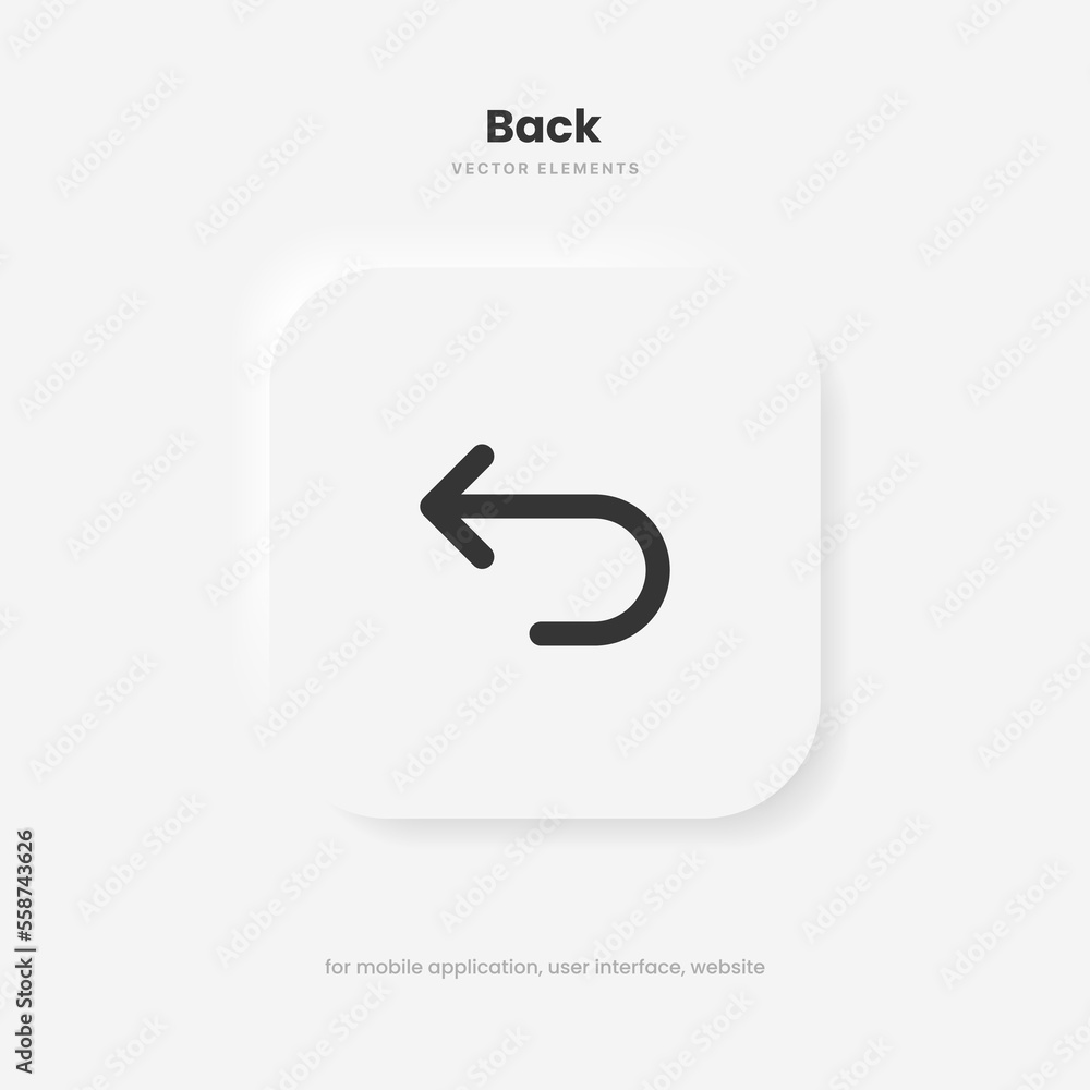 Poster Arrow back icon. Previous direction symbol. Icon arrow symbol. Left symbol. Returning arrow icon. Return icon. Go back sign.