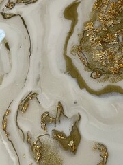 Epoxic Resine Tray with elegant gold and white design