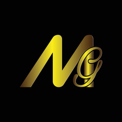 MG Letter Logo Golden Color Design, Stylish Logo Font
