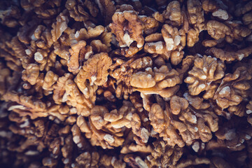 Peeled Walnuts Texture. Walnuts Background