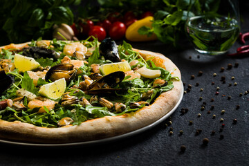 Seafood pizza