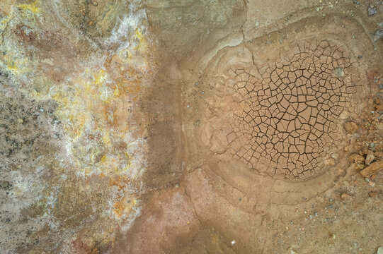 Aerial view of Gunnuhver Hot Springs (Geo Thermal Hot Spring), Grindav&iacute;k, Iceland.