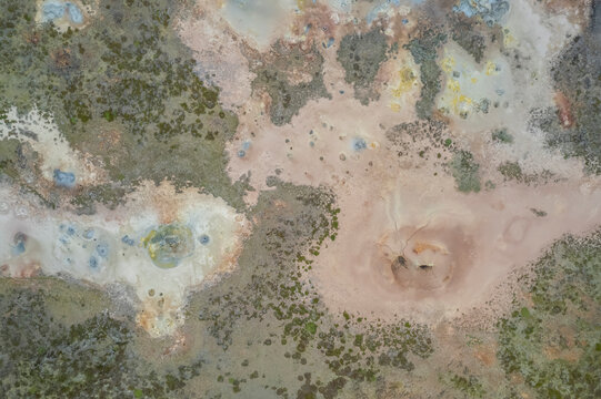 Aerial view of Gunnuhver Hot Springs (Geo Thermal Hot Spring), Grindav&iacute;k, Iceland.