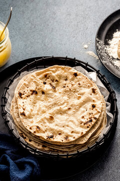 Stack of Indian roti (Chapati)