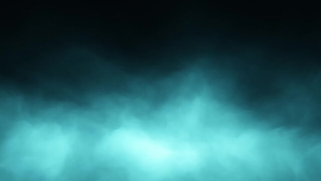 Dark turquoise blue smoke cloud seamless looping background.
