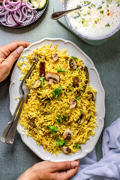 Indian Mushroom Pilau rice dish