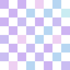 White, purple, and blue pastel checkerboard pattern background.	