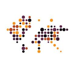 World Silhouette Pixelated pattern map illustration