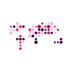 World Silhouette Pixelated pattern map illustration
