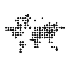 World Silhouette Pixelated pattern map illustration