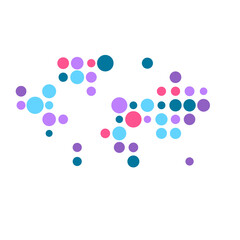 World Silhouette Pixelated pattern map illustration