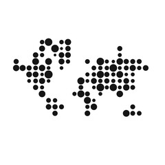 World Silhouette Pixelated pattern map illustration