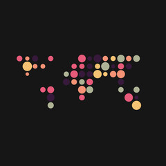 World Silhouette Pixelated pattern map illustration