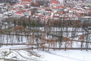 Fototapeta premium Vilnius City as seen from Upper Castle's Gediminas Tower, Vilnius, Lithuania