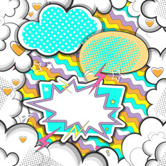 Multi-figure background in comics style. Vector illustration