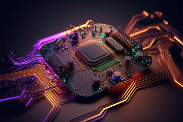 Abstract Electronic Circuit Board Background, generative ai