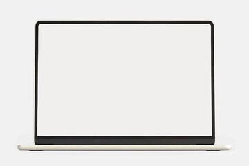 Laptop with blank screen isolated on white background