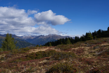 Sexten, Italy - September 19, 2022 - nature around Helmjet, upper station in late summer