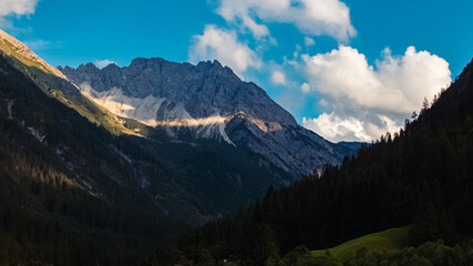 Beautiful alpine summer view at the famous Kleinwalsertal valley, Mittelberg, Vorarlberg, Austria