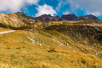Beautiful alpine summer view at the famous Nebelhorn summit near Oberstdorf, Bavaria, Germany