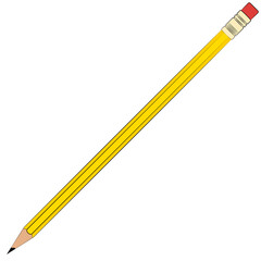 Pencil with eraser, Pencils with a lead made from a mixture of graphite and clay illustration
