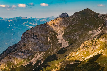 Beautiful alpine summer view at the famous Nebelhorn summit near Oberstdorf, Bavaria, Germany