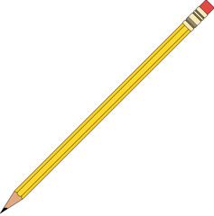 Pencil with eraser, Pencils with a lead made from a mixture of graphite and clay illustration