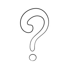Question mark hand drawn in doodle style, vector illustration. Icon question symbol for print and design. Quiz and Exam concept, isolated element on a white background. Graphic sign ask and fqa