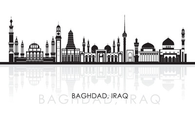 Silhouette Skyline panorama of city of Baghdad, Iraq - vector illustration