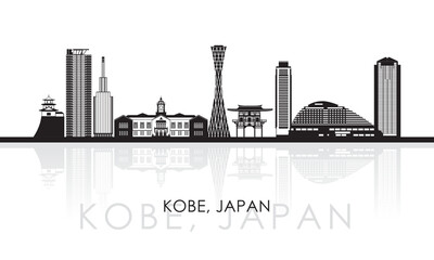 Fototapeta na wymiar Silhouette Skyline panorama of city of Kobe, Japan - vector illustration