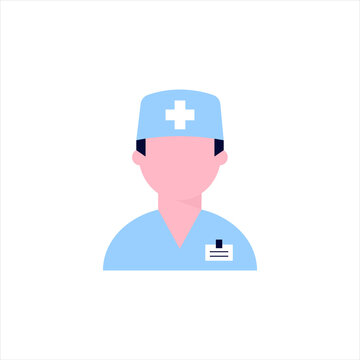 Doctor icon in uniform. Flat style male. Vector illustration. 