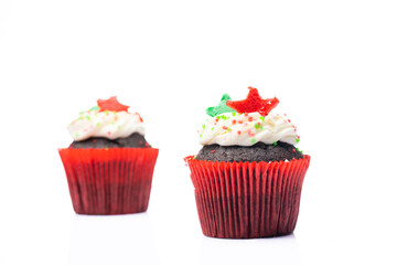 New year themed cupcakes on the white background