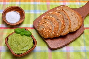 still life with guacamole on a table