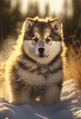 Alaskan Malamute, Husky, puppy, cute dog - Generative AI