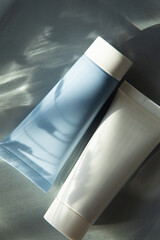 A bottle of ream in clear water.Mockup.