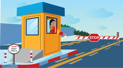 Bridge Toll received by a toll man illustrator 