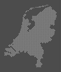 Netherlands map dot on gray background.  Dotted map of Netherlands. Vector eps10.