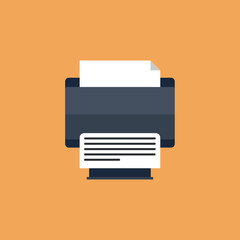 Vector illustration of printer icon with paper.