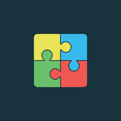 Vector illustration of colorful puzzles icon, toy for kids.